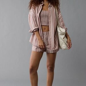 American Eagle Outfitters Pink & White Striped 3-Piece Lounge Set